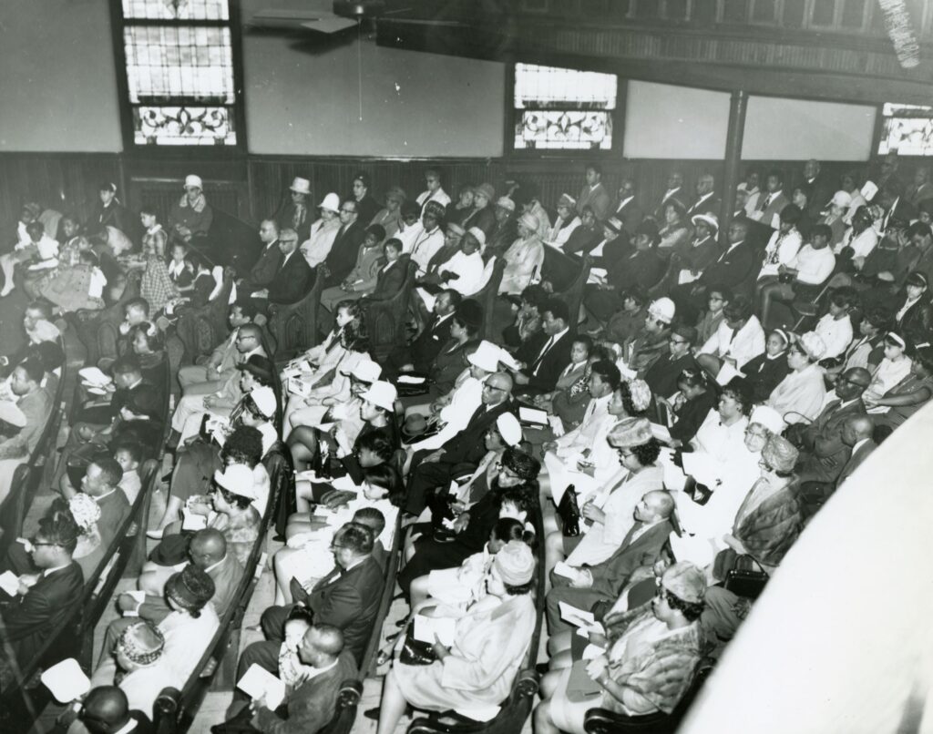 First Baptist Church of Gainsboro filled with congregants